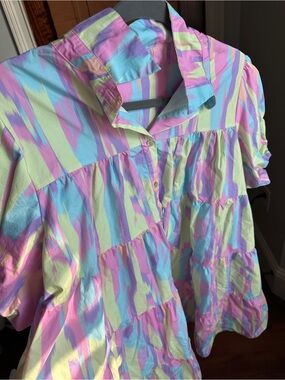Peach Love California Pastel Tiered Babydoll Dress-Front Dress-Pink, Blue, Green